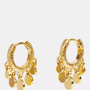 HUSH Lyra Mini Disc Huggie Hoop Earrings, Gold